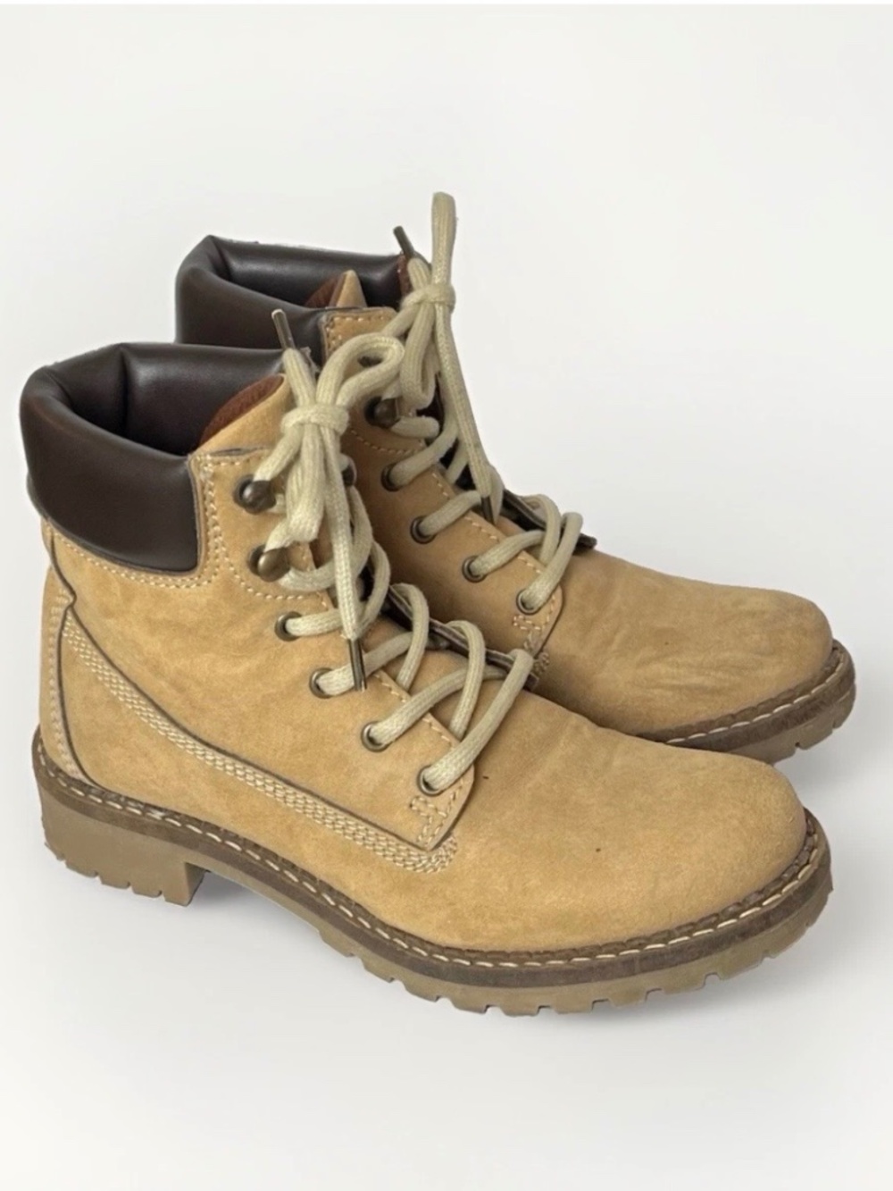 Will’s Vegan Shoes Tan Dock Boots Sustainable Work Utility Style Sz 37 / 6.5